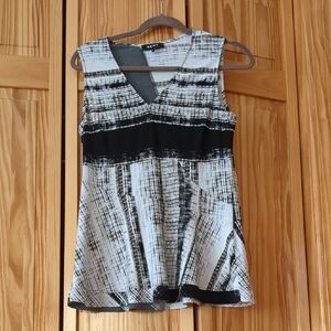 DKNY Black and White Patterned Tank Top